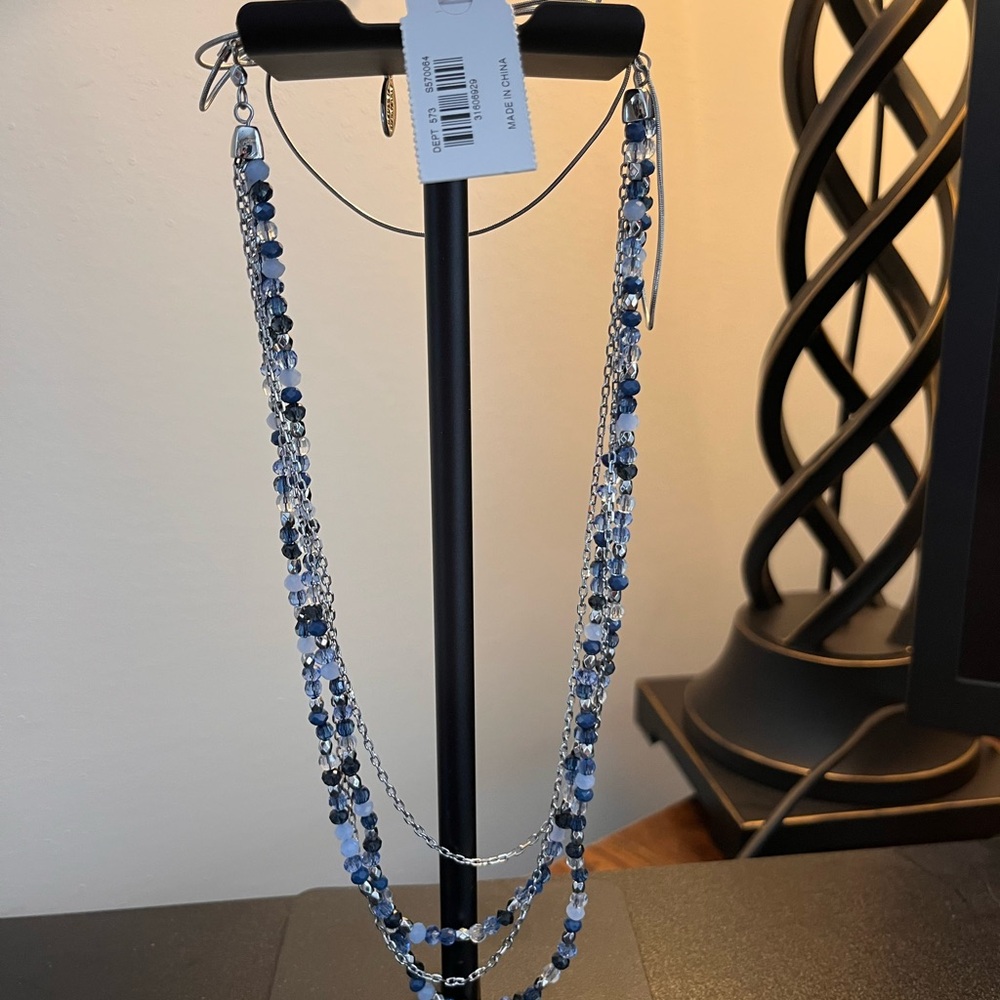 Elegant Adjustable Blue Beaded Necklace
